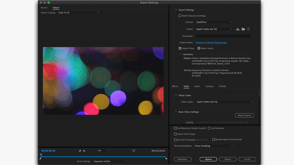 export from adobe premiere with flatten