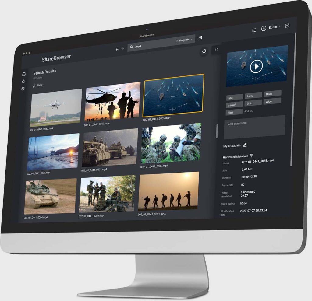 ShareBrowser media asset manager (MAM) software for military operations