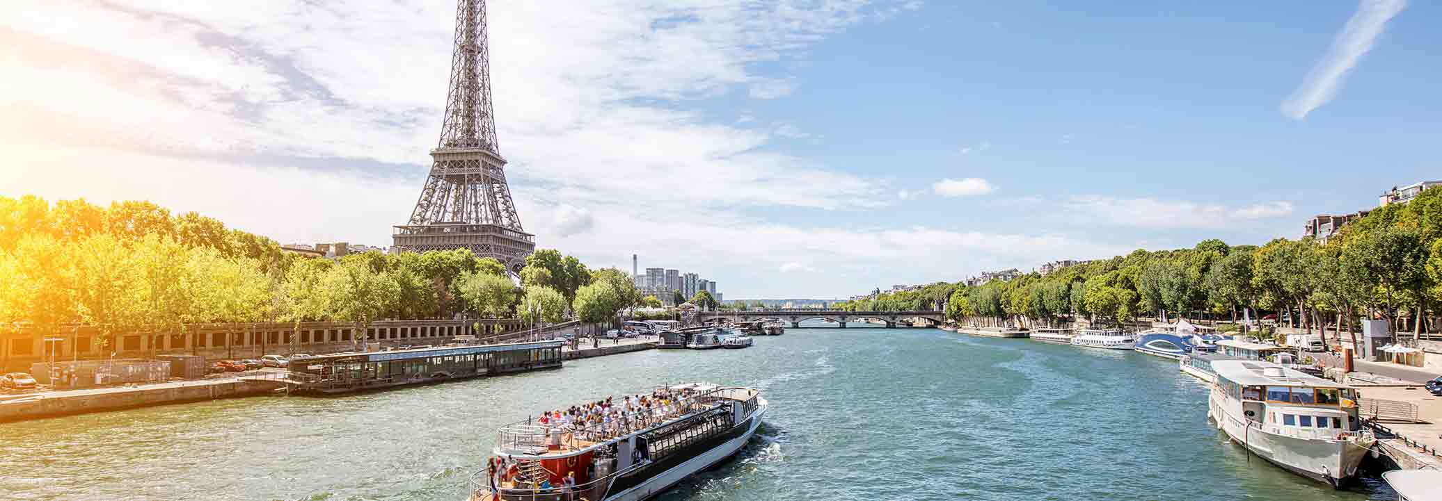 Seine River and the Eiffel Tower in Paris, France